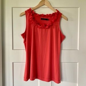 The Limited Womens Orange Tank Top Stretchy Blouse Ruffled Neck Large